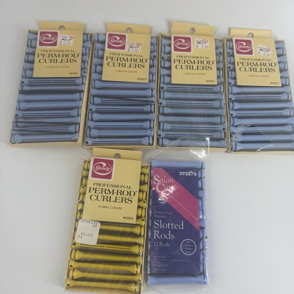 Goody & Salon Care Perm Rod Curlers Rollers Lot Of 6 Sealed